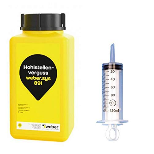 weber.sys 891 - Hohlstellenverguss - 1 ltr | incl. Verfüllspritze 100ml | Injektionsmörtel, Vergussbeton, Hohlraumfüller unter keramischen Böden | gebrauchsfertig von Homry