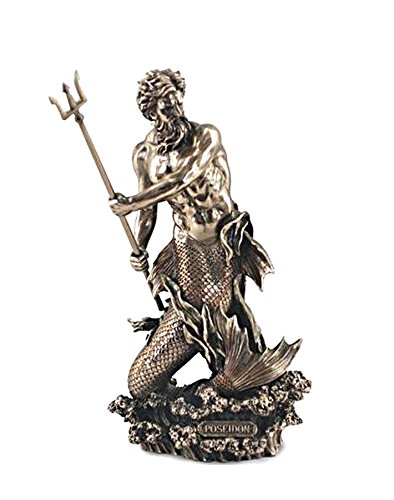 Dekofigur Poseidon NEU 30 cm Kunstharz mit Messing-steht Mythologie Gott von Meer von SG