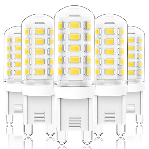 SGEPLED G9 LED Lampe Kaltweiß 6000K, 4W LED Leuchtmittel Replacement for Halogen Lamp G9 40 W 33 W,9 Glühbirne 425 lm, Kein Flackern, Nicht dimmbar, Enegiesparende G9 kleine Birne, 5er Set von SGEPLED