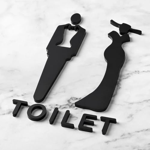 SGERUFZ Männer & Frauen Symbol Toilettenschild, WC-Schild für Toilette Badezimmer Kleiderschrank WC (Black) (12×8 cm) von SGERUFZ