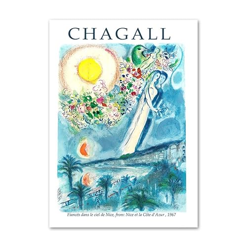 SGFGAD FHYWQ Berühmte Marc Chagall Poster und Drucke Liebhaber Blumen Wandkunst Marc Chagall Leinwand Gemälde Marc Chagall Bilder für Wohnkultur 40x60cmx1 Kein Rahmen von SGFGAD FHYWQ