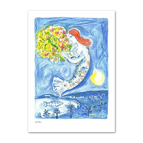 SGFGAD FHYWQ Berühmte Marc Chagall Poster und Drucke Meerjungfrau Blumen Wandkunst Marc Chagall Leinwand Gemälde Marc Chagall Bilder für Wohnkultur 40x60cm Kein Rahmen von SGFGAD FHYWQ