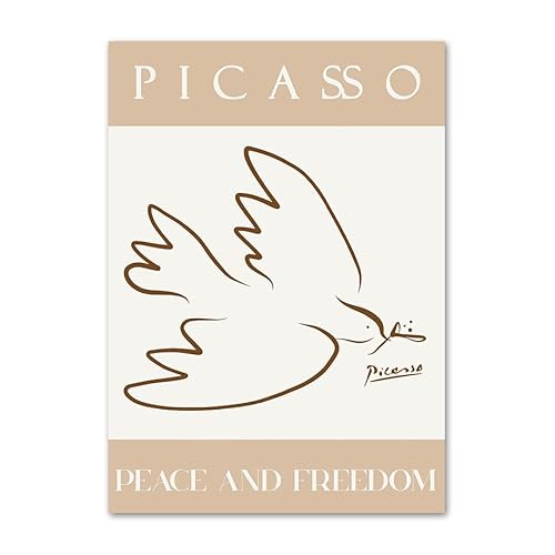 SGFGAD FHYWQ Berühmte Pablo Picasso Poster und Drucke Abstrakte Linie Taube Wandkunst Pablo Picasso Leinwand Gemälde Picasso Bilder für Wohnkultur 50x70cm Kein Rahmen von SGFGAD FHYWQ