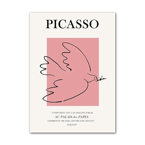 SGFGAD FHYWQ Berühmte Pablo Picasso Poster und Drucke Linien Taube Skizze Wandkunst Pablo Picasso Leinwand Gemälde Picasso Bilder für Home Decor 60x80cmx1 Kein Rahmen von SGFGAD FHYWQ