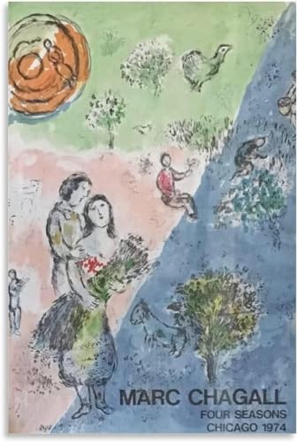 SGFGAD FHYWQ Berühmtes Marc Chagall Poster und Drucke Abstrakt《Vier Jahreszeiten》Leinwand Wandkunst Marc Chagall Gemälde für Wohnzimmer Dekor Bilder 50x70cm Kein Rahmen von SGFGAD FHYWQ