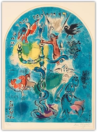 SGFGAD FHYWQ Berühmtes Marc Chagall Poster und Drucke《Der Stamm von Dan 1964》Leinwandgemälde Marc Chagall Wandkunst Marc Chagall Bilder Home Decor 50x70cm Kein Rahmen von SGFGAD FHYWQ