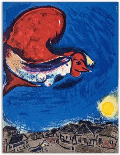 SGFGAD FHYWQ Berühmtes Marc Chagall Poster und Drucke《Femme Au COQ Rouge》Wandkunst Marc Chagall Leinwandgemälde Marc Chagall Bilder Home Decor 40x60cmx1 Kein Rahmen von SGFGAD FHYWQ