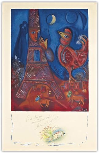 SGFGAD FHYWQ Berühmtes Marc Chagall Poster und Drucke《Guten Morgen Paris,1972》Wandkunst Marc Chagall Leinwandgemälde für Zimmer Home Decor Bilder 40x60cm Kein Rahmen von SGFGAD FHYWQ