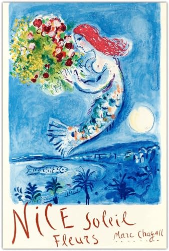 SGFGAD FHYWQ Berühmtes Marc Chagall Poster und Drucke《Schöne Soleil Fleurs》Wandkunst Marc Chagall Leinwandgemälde Marc Chagall Bilder Wohnkultur 40x60cmx1 Kein Rahmen von SGFGAD FHYWQ