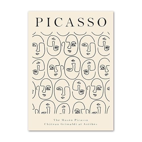 SGFGAD FHYWQ Berühmtes Pablo Picasso Poster und Drucke Abstrakt《Linien Gesicht》Leinwand Gemälde Pablo Picasso Wandkunst Picasso Bilder für Wohnkultur 60x80cm Kein Rahmen von SGFGAD FHYWQ