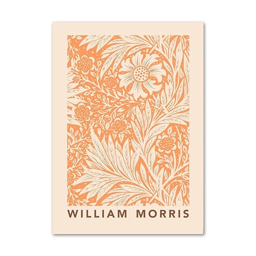 SGFGAD FHYWQ Berühmtes William Morris Poster und Drucke Orange Blume Blatt Leinwand Gemälde William Morris Wandkunst Moderne Bilder für Home Decor 60x80cm Kein Rahmen von SGFGAD FHYWQ
