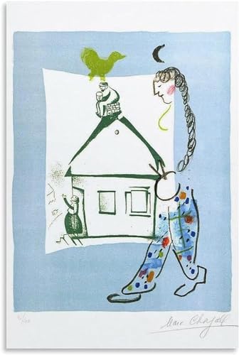 SGFGAD FHYWQ Marc Chagall Poster und Drucke《Das Haus in Meinem Dorf》Leinwandgemälde Marc Chagall Wandkunst Marc Chagall Bilder für Wohnkultur 50x70cm Kein Rahmen von SGFGAD FHYWQ