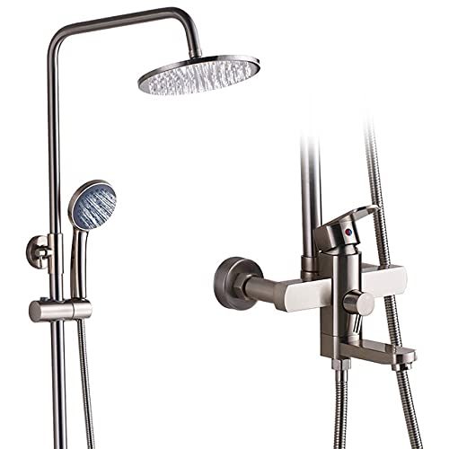 Badewannen-Duscharmatur-Set aus gebürstetem Nickel mit Einhebel-Regendusche 8, Duscharmatur C(Shower Faucet a) von SGKOMN