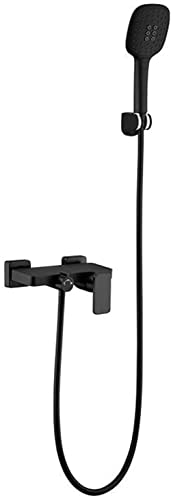 Badewannenarmatur Messing Wannenarmatur Modernes Design Einhebel Badewannen-Duschmischbatterie Wandmontage Wannen-Duscharmatur-Set mit 3-Funktions-Handbrause und 59-Zoll-S(Black) von SGKOMN