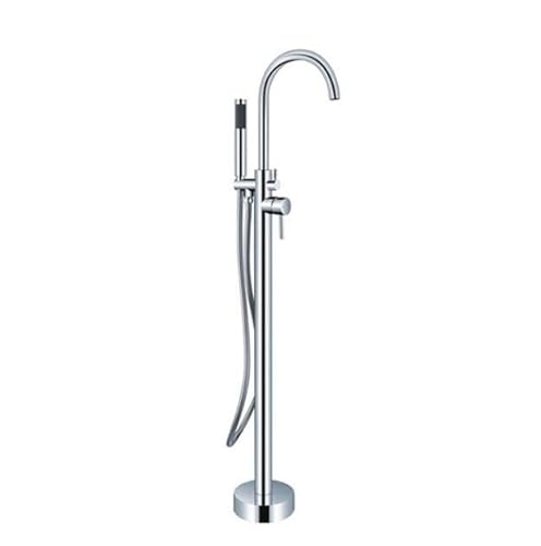 Badewannenarmaturen Badewannen-Waschbeckenmischer Bodenmontage Freistehendes Heiß- und Kaltbadewannen-Duschset aus schwarzem Messing Luxus-Handbrausehahn(Chrome1) von SGKOMN