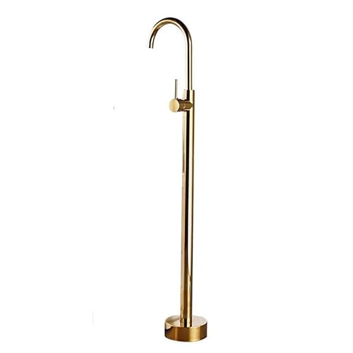 Badewannenmischer Badewannen-Waschbeckenarmaturen Bodenmontage Freistehendes Heiß- und Kaltbadewannen-Duschset aus schwarzem Messing Luxus-Handbrausehahn(Gold) von SGKOMN