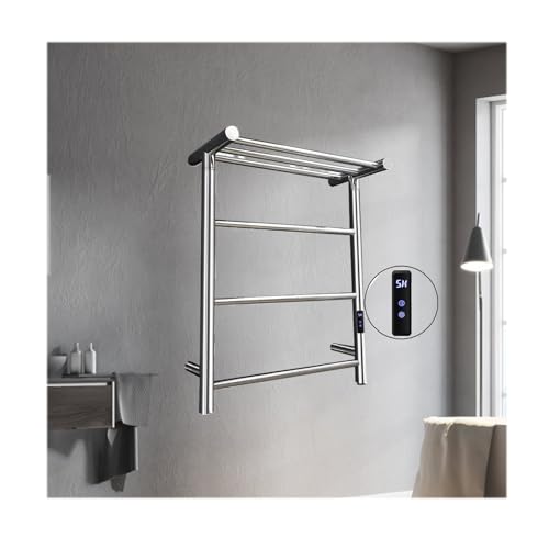 Beheizte Handtuchhalter aus Edelstahl für Badezimmer, elektrisches Handtuchregal zur Wandmontage mit oberem Regal, Handtuchwärmer-Heizkörper mit 4 Stangen, Silver Display-Plug in Right Beheizte Handtuchhalter aus Edelstahl für Badezimmer, elektrisches Handtuchregal zur Wandmontage mit oberem Regal, Handtuchwärmer-Heizkörper mit 4 Stangen, Silver Display-Plug in Right von SGKOMN