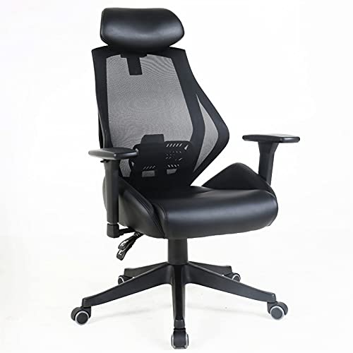 Bürostuhl Ergonomischer Stuhl - Netzstoff Hohe Rückenlehne Computerstuhl mit Lordosenstütze Höhenverstellbar und Kopfstütze Drehbarer Chefsessel Schwarz Bürostuhl Ergonomischer Stuhl - Netzstoff Hohe Rückenlehne Computerstuhl mit Lordosenstütze Höhenverstellbar und Kopfstütze Drehbarer Chefsessel Schwarz von SGKOMN