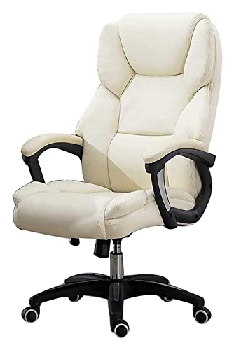Bürostuhl Rückenlehne Drehstuhl Ergonomischer Bürostuhl Hohe Rückenlehne Computertisch und Stuhl PU-Leder Gepolsterter Sitz Spielstuhl Stuhl, Beige von SGKOMN