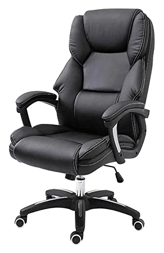 Bürostuhl Rückenlehne Drehstuhl Ergonomischer Bürostuhl Hohe Rückenlehne Computertisch und Stuhl PU-Leder Gepolsterter Sitz Spielstuhl Stuhl, Black von SGKOMN
