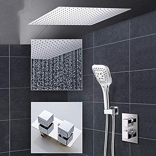 Duscharmatur-Set, 2-Wege-Thermostat-Duscharmaturen-Set, ultradünner Regenduschkopf, 3-Wege-Handbrause, Einhebel-Thermostat-Mischbatterie, komplettes Set(16 Inch Full Set) von SGKOMN