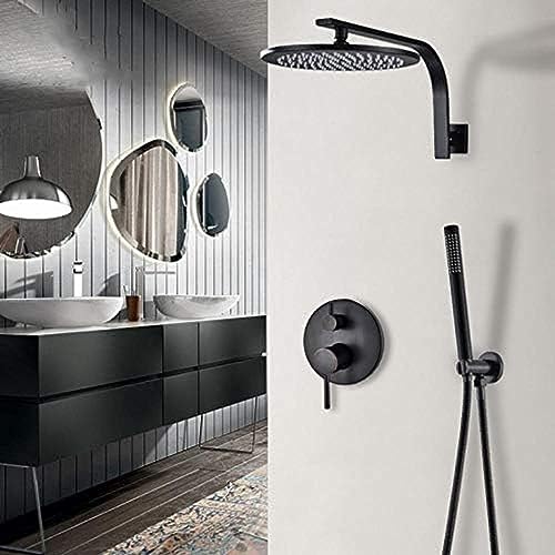 Duscharmatur-Set, Badezimmer-Duscharmatur-Set aus schwarzer Bronze, 8-Zoll-Duschkopf mit Handbrause, Warm- und Kaltwassermischer von SGKOMN