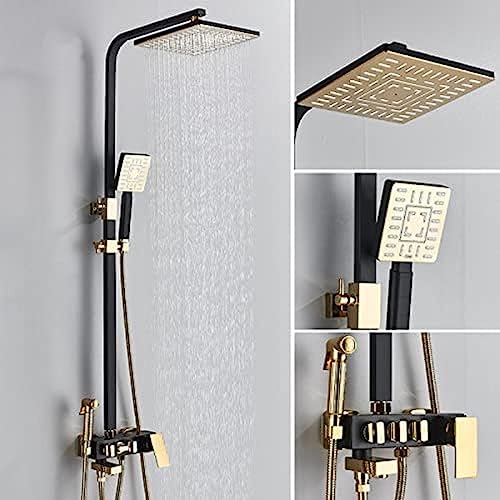 Duscharmatur-Set, Duscharmatur mit Bidet, Messing-Regendusche-Set fürs Badezimmer mit Handbrause, Mischbatterie für heißes und kaltes Wasser, quadratisch mit Bidet, quadra(Square With Bidet) von SGKOMN