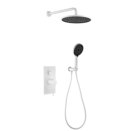 Duscharmatur-Set, Duschsystem, Badezimmer-Duschkopf, Überkopf-Duschsystem, Duscharmatur-Set, Multifunktions-Überkopf-Regenduschkopf mit Handbrause, Badezimmer-Luxus(Bianco) von SGKOMN
