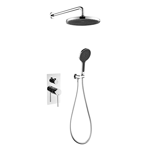 Duscharmatur-Set, Duschsystem, Badezimmer-Duschkopf, Überkopf-Duschsystem, Duscharmatur-Set, Multifunktions-Überkopf-Regenduschkopf mit Handbrause, Badezimmer-Luxus(Chrome) von SGKOMN