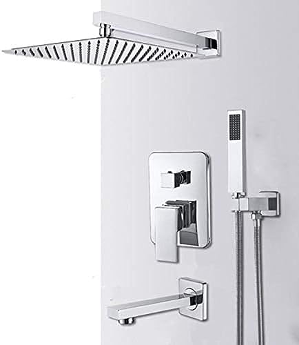 Duscharmatur-Set, Wandmontage, Badezimmer, Regenwasserfall-Duscharmaturen-Set, verdecktes Chrom-Duschsystem, Badewannen-Duschmischbatterie von SGKOMN