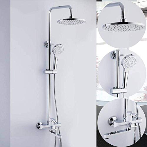 Duschset Duschset 1 Set Weiß Chrom Badezimmer Regendusche Wasserhahn Set Mischbatterie mit Handbrause Wandmontage Badewanne Wasserhahn Set Badezimmer von SGKOMN