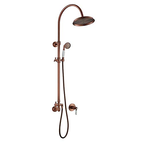 Duschsystem in Roségold, Badezimmer-Dusch-Kombi-Set, multifunktionales Duscharmatur-Set zur Wandmontage mit 8-Zoll-Regenduschkopf, Handbrause von SGKOMN