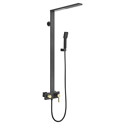 Duschsystem mit Wannenauslauf, Duscharmatur mit Handbrause und Regenduschkopf, Dusch-Kombi-Set, Wandmontage, Wannen- und Duschverkleidungsset, Warm- und Kaltwasser, Rot(Black Gold) von SGKOMN