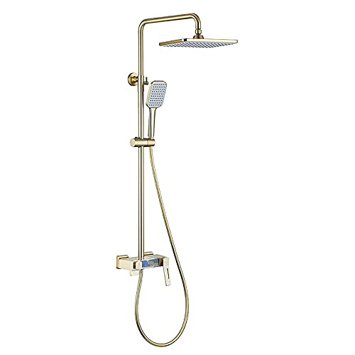 Duschsystem mit Wannenauslauf, Duscharmatur mit Handbrause und rechteckigem Regenduschkopf, Dusch-Kombi-Set, Wandmontage, Wannen- und Duschverkleidungsset, Blaue Rose(Blue Rose) von SGKOMN