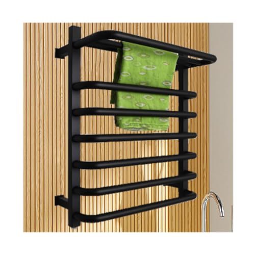 Elektrisches Handtuchregal zur Wandmontage mit oberem Regal, Handtuchwärmer-Heizkörper mit 6 Stangen, beheizte Handtuchhalter aus Edelstahl für das Badezimmer rechts, Black-Hard Wired Elektrisches Handtuchregal zur Wandmontage mit oberem Regal, Handtuchwärmer-Heizkörper mit 6 Stangen, beheizte Handtuchhalter aus Edelstahl für das Badezimmer rechts, Black-Hard Wired von SGKOMN