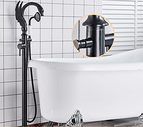 Freistehende Badewannenarmatur aus Messing in Schwarzbronze, Handbrause, Einhebel-Wannenmischbatterie, bodenmontiertes Badewannenset(Black Bronze B) von SGKOMN