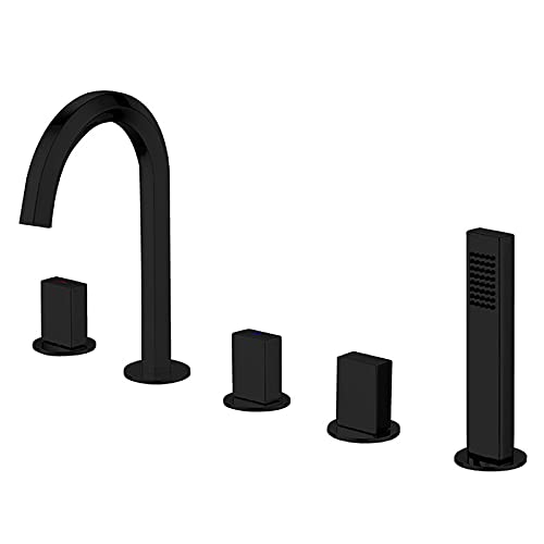 Fünfteiliger Badewannenhahn, Waschbeckenhahn, Waschbecken-Mischbatterie mit heißem und kaltem Wasser, Badewannen-Duschhahn-Set aus Kupfer, Galvanik,A(C) von SGKOMN