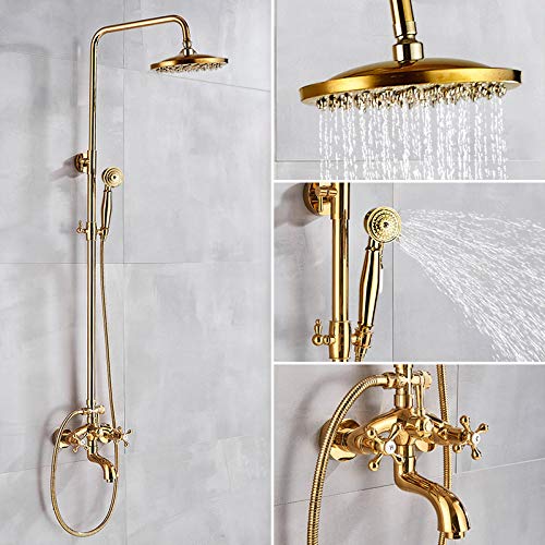 Gold-Duscharmatur, Badewannen-Duschmischbatterie, 8 Regenduschen, goldener Duschkopf, Badewannen-Duschset mit Handbrause, Badewannenarmatur, Wandmontage, Gold B-Stil(Gold B Style) von SGKOMN