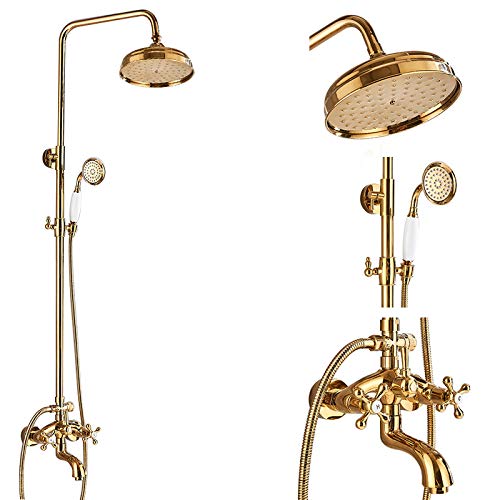 Gold-Duscharmaturen-Set, Regendusche, Badezimmer, Wandmontage, Duschsystem, schwenkbarer Wannenauslauf, Badewannen-Duschmischer, Wasserhahn-Set, Typ B(Type B) von SGKOMN