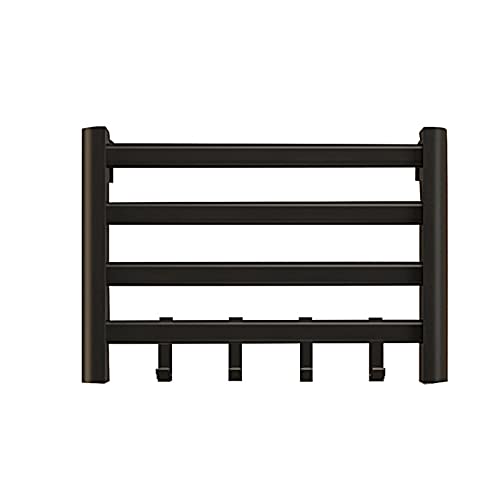 Handtuchwärmer Beheizter Handtuchhalter Handtuchwärmer für Badezimmer, Wandmontierter Handtuchheizständer, Vier Heizstäbe Handtuchwärmer Spa, 4 Haken, Stanzen, Black-Punching von SGKOMN