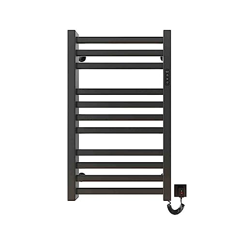 Handtuchwärmer fürs Badezimmer mit Timer, intelligenter elektrischer Handtuchwärmer mit konstanter Temperatur, 190 W, an der Wand montierter Handtuchtrockner aus Aluminiumleg, Black-110V Right Line von SGKOMN