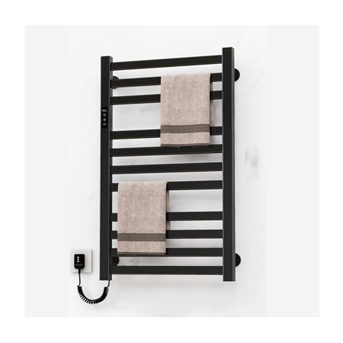 Handtuchwärmer zur Wandmontage, Handtuchwärmer für Badezimmer mit intelligentem Touchscreen-Timer, beheizte Handtuchhalter mit 11 Stangen, Black-Left Line von SGKOMN