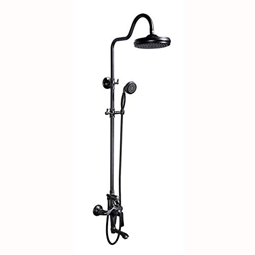 Luxuriöses Badezimmer-Duscharmatur-Kombi-Set, ölgeriebenes Bronze-Duschsystem, Regendusch-Mischbatterie-Set mit Duschkopf, Handbrause und Auslaufhahn, Wandmontage von SGKOMN