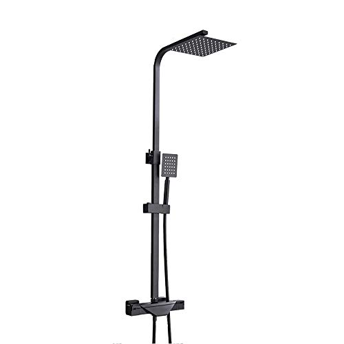 Mattschwarzes Duschsystem, thermostatisches, an der Wand montiertes Dusch-Kombi-Set, multifunktionales Duscharmatur-Set mit 8-Zoll-Duschkopf, Handbrause, Badewannenarmatur von SGKOMN