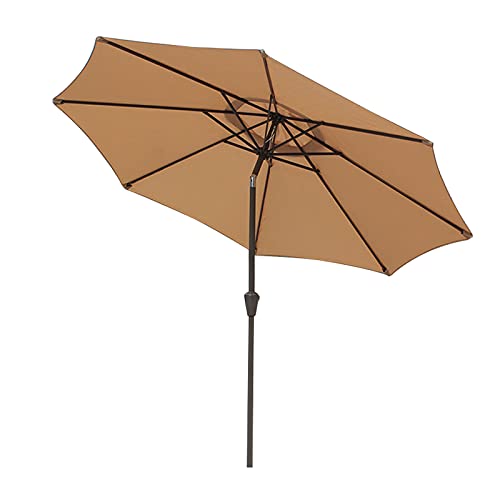 SGKOMN 2.7M Garden Parasol Outdoor Umbrella Sunshade Canopy with Crank and Tilt Mechanism UV Protection Waterproof Polyester for Balcony Courtyard Pool Patio, Brown von SGKOMN