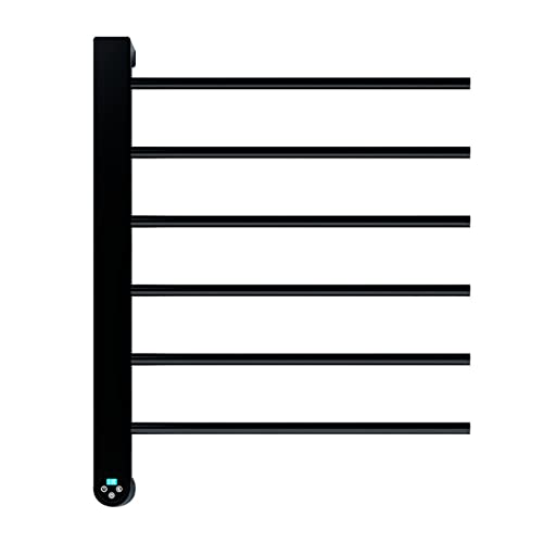 SGKOMN Beheizter Handtuchhalter, 6-Stangen-Design, elektrischer Handtuchwärmer aus Edelstahl mit integriertem Timer, Wandmontage für Badezimmer, Plug-in/fest verdrahtet, 450 * 500 *, Black-Plug In SGKOMN Beheizter Handtuchhalter, 6-Stangen-Design, elektrischer Handtuchwärmer aus Edelstahl mit integriertem Timer, Wandmontage für Badezimmer, Plug-in/fest verdrahtet, 450 * 500 *, Black-Plug In von SGKOMN