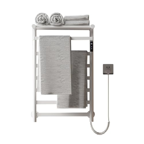 SGKOMN Beheizter Handtuchwärmer zur Wandmontage, elektrischer Handtuchhalter aus Edelstahl mit oberer Ablage, Handtuchtrockner für Badezimmer mit LCD-Bildschirm, Timer und konstante, White-Right Line SGKOMN Beheizter Handtuchwärmer zur Wandmontage, elektrischer Handtuchhalter aus Edelstahl mit oberer Ablage, Handtuchtrockner für Badezimmer mit LCD-Bildschirm, Timer und konstante, White-Right Line von SGKOMN