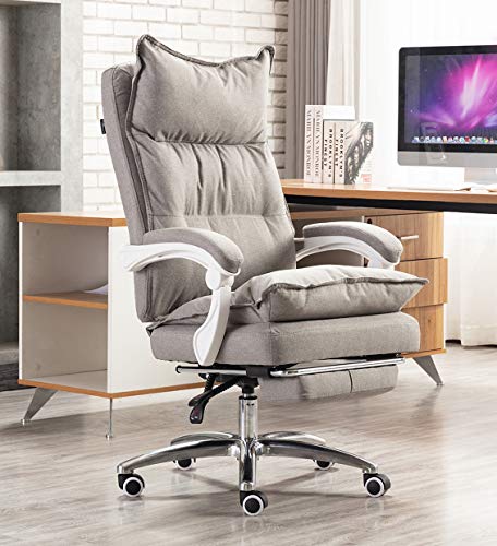 SGKOMN Büro-Computerstuhl, Chefsessel, ergonomischer Computer-Schreibtischstuhl, 360-Grad-Drehstuhl, Chefsessel mit hoher Rückenlehne, Dickes Sitzkissen, moderner Chefsesse, Gray von SGKOMN