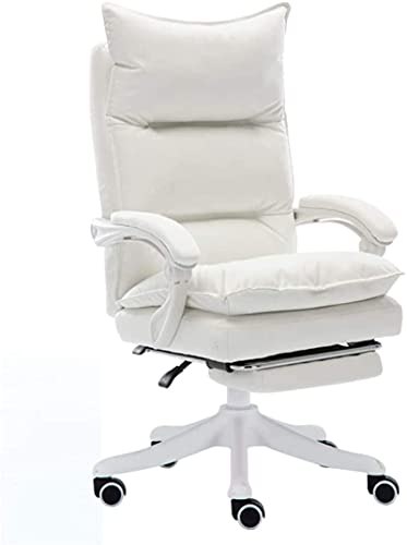 SGKOMN Büro-Computerstuhl, Computer-Schreibtischstuhl, Computerstuhl, Bürostuhl mit Rückenlehne, ergonomische Taillenstütze, Fußstütze, Spielstuhl, Geschenk-Schreibtischstu, White von SGKOMN