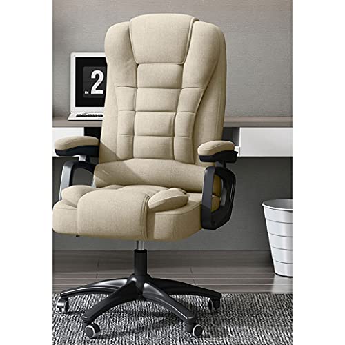 SGKOMN Bürostuhl Drehbarer Schreibtischstuhl Computerstuhl Home Sofa Stuhl Bürostuhl Chefstuhl Bequeme Rückenlehne Bequemer Sitzdrehstuhl Gaming-Stuhl Ergono, Beige von SGKOMN